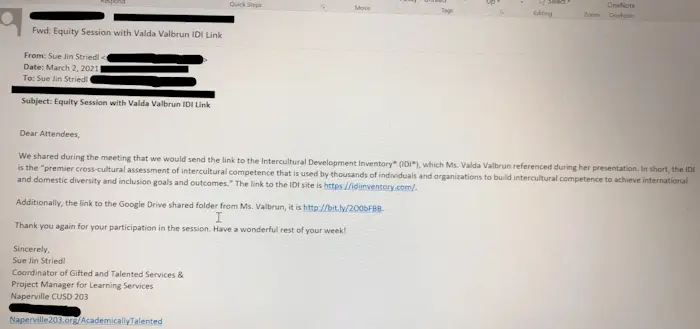 blacked out email