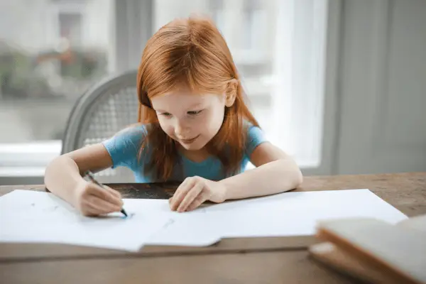 Girl schoolwork