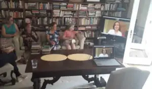 In a Zoom feed, Anne Schlafly Cori, Phyllis Schlafly’s daughter, speaks.