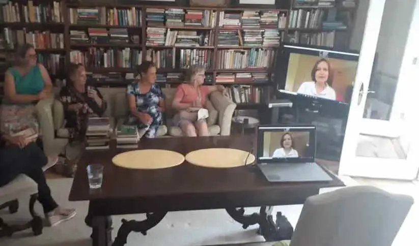 In a Zoom feed, Anne Schlafly Cori, Phyllis Schlafly’s daughter, speaks.