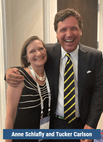 Anne Schlafly and Tucker Carlson