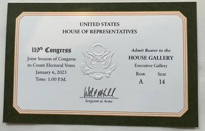 EF President Kris Ullman was honored to attend to Joint Session of Congress for the counting of the Electoral votes. 1-06-25