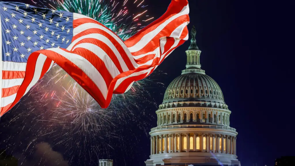 Flag, Fireworks, Capitol