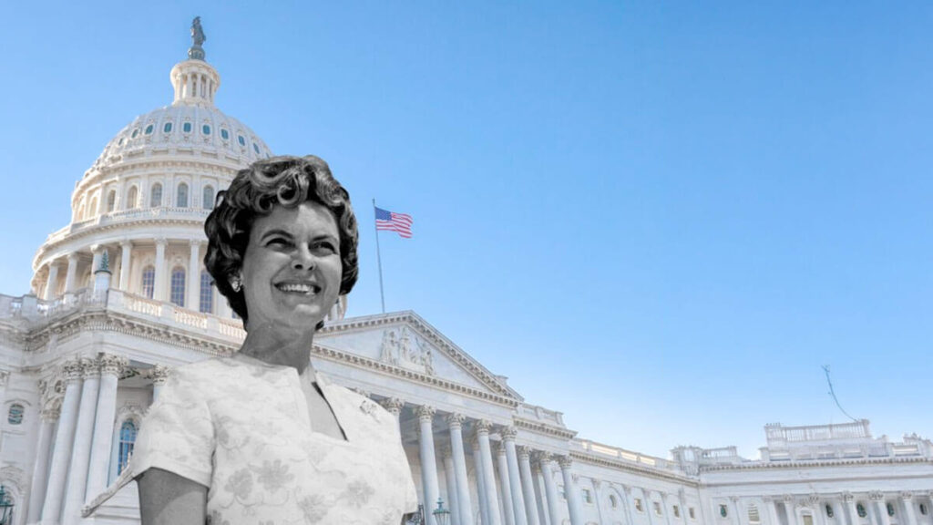 Phyllis Schlafly in front of U.S. Capitol